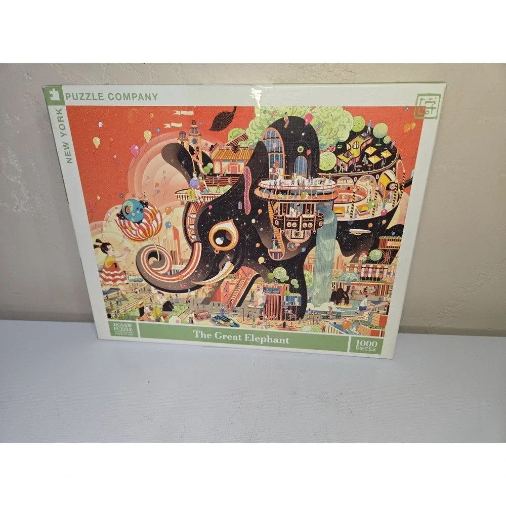New York Puzzle Company 1000 Piece Jigsaw Puzzle  The Great Elephant  Victo Ngai